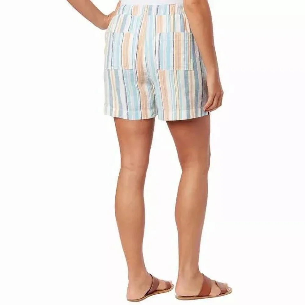 Briggs Ladies'‎ Linen Blend Short   Colors: Blue (Blue Stripe)